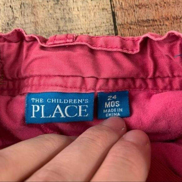 Children’s place baby girl sz 24M pink ruffle denim skirt and lined shorts skort - Picture 2 of 6